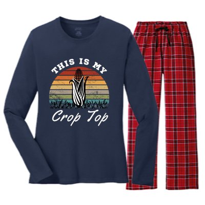 This Is My Crop Top Corn Farmer Farming Lovers Women's Long Sleeve Flannel Pajama Set 