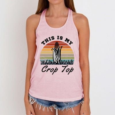 This Is My Crop Top Corn Farmer Farming Lovers Women's Knotted Racerback Tank