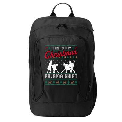 This Is My Christmas Pajama Lacrosse Ugly Sweater Funny City Backpack