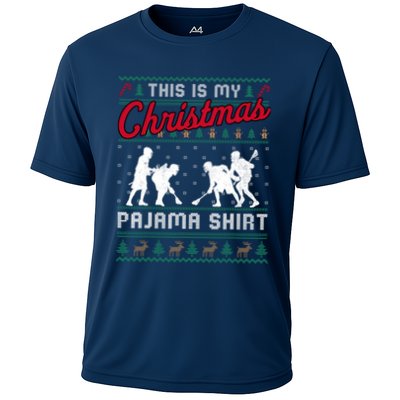 This Is My Christmas Pajama Lacrosse Ugly Sweater Funny Performance Shirt