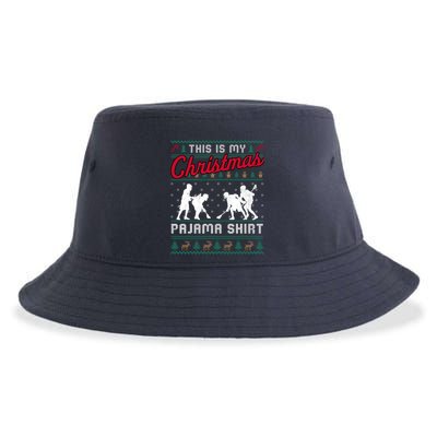 This Is My Christmas Pajama Lacrosse Ugly Sweater Funny Sustainable Bucket Hat