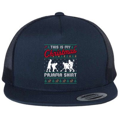 This Is My Christmas Pajama Lacrosse Ugly Sweater Funny Flatbill Hat
