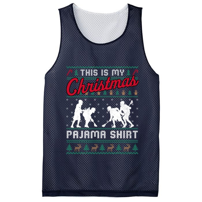 This Is My Christmas Pajama Lacrosse Ugly Sweater Funny Mesh Reversible Basketball Jersey Tank
