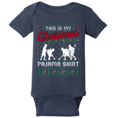 This Is My Christmas Pajama Lacrosse Ugly Sweater Funny Baby Bodysuit