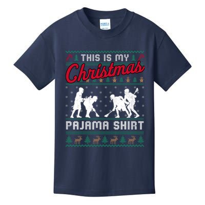 This Is My Christmas Pajama Lacrosse Ugly Sweater Funny Kids T-Shirt