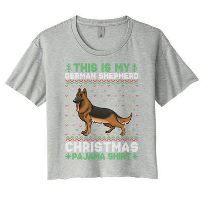 This Is My Ger Shepherd Dog Pajama Xmas Ugly Sweater Cool Cute Gift Women's Crop Top Tee