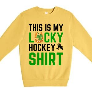 This Is My Lucky Hockey Cute Gift Sport Game St Patricks Day Gift Premium Crewneck Sweatshirt