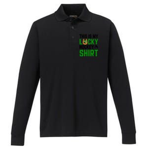 This Is My Lucky Hockey Cute Gift Sport Game St Patricks Day Gift Performance Long Sleeve Polo