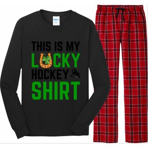 This Is My Lucky Hockey Cute Gift Sport Game St Patricks Day Gift Long Sleeve Pajama Set