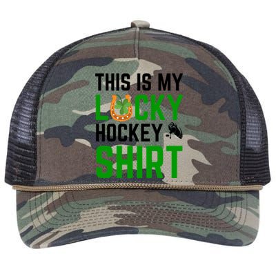 This Is My Lucky Hockey Cute Gift Sport Game St Patricks Day Gift Retro Rope Trucker Hat Cap