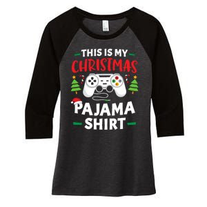 This Is My Christmas Pajamas Gamer Squad Xmas 2024 Women's Tri-Blend 3/4-Sleeve Raglan Shirt