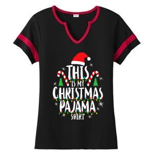 This Is My Christmas Pajama Xmas Family Ladies Halftime Notch Neck Tee