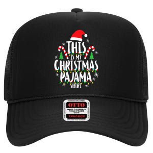 This Is My Christmas Pajama Xmas Family High Crown Mesh Back Trucker Hat