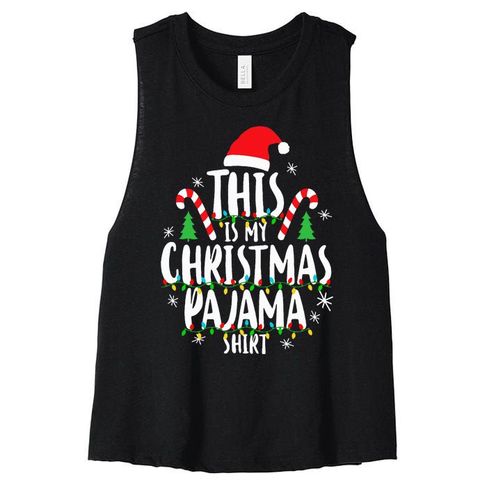 This Is My Christmas Pajama Xmas Family Women's Racerback Cropped Tank