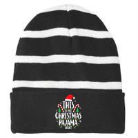 This Is My Christmas Pajama Xmas Family Striped Beanie with Solid Band