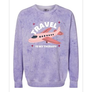 Travel Is My Therapy Colorblast Crewneck Sweatshirt