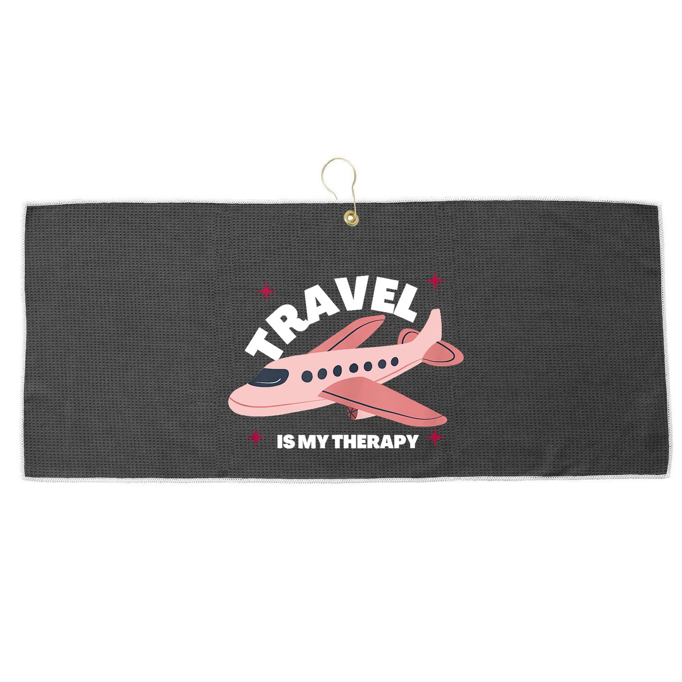 Travel Is My Therapy Large Microfiber Waffle Golf Towel