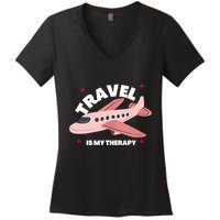 Travel Is My Therapy Women's V-Neck T-Shirt