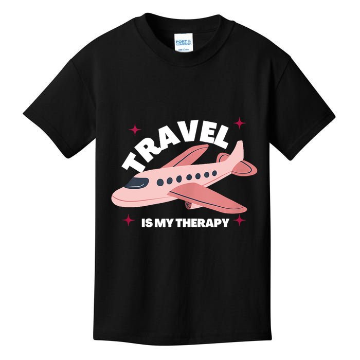 Travel Is My Therapy Kids T-Shirt