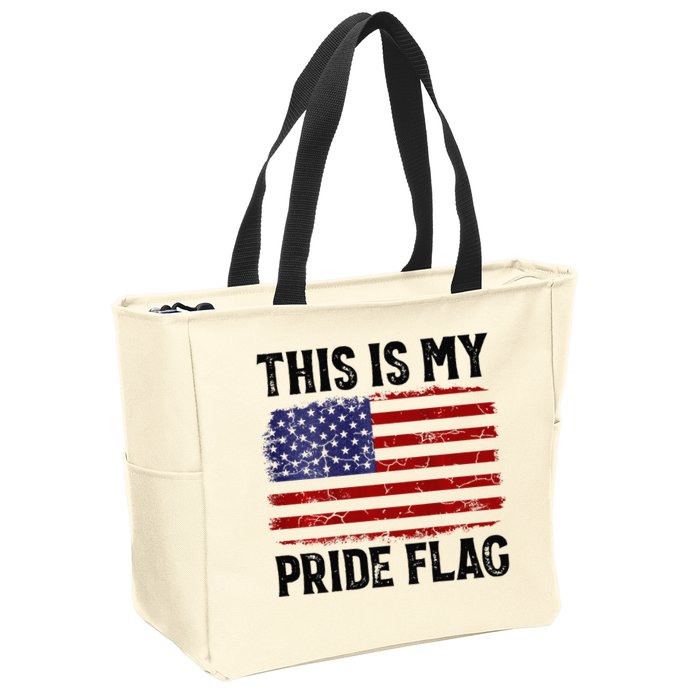 This Is My Pride Flag US Flag, 4th Of July Patriotic Zip Tote Bag