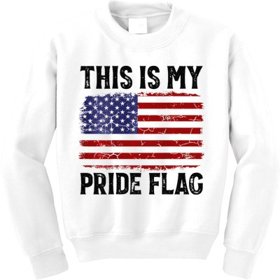 This Is My Pride Flag US Flag, 4th Of July Patriotic Kids Sweatshirt