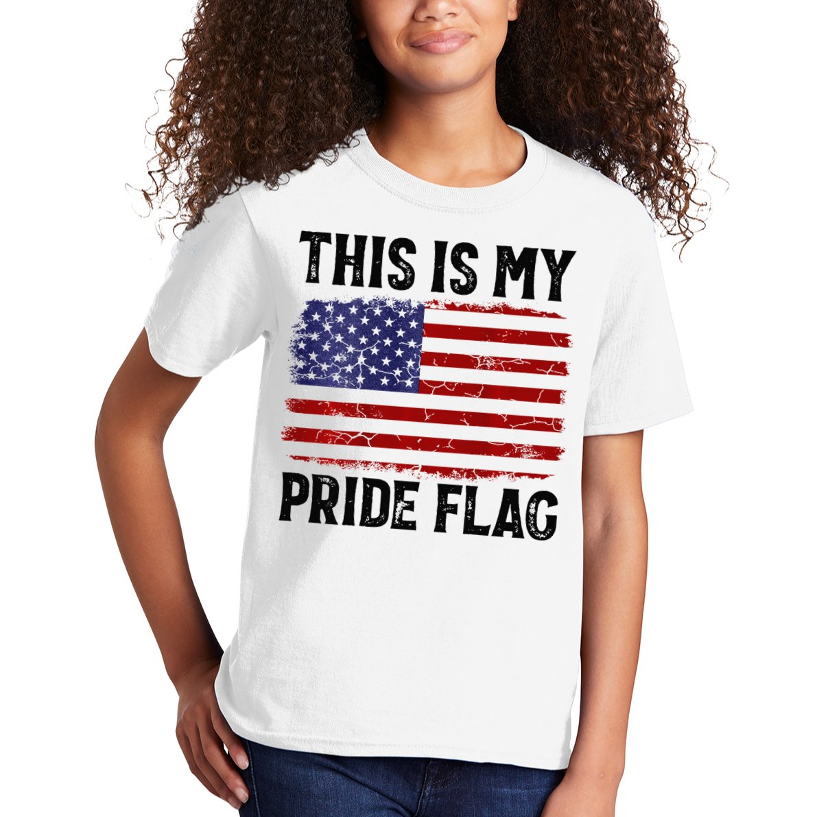 This Is My Pride Flag US Flag, 4th Of July Patriotic Kids T-Shirt
