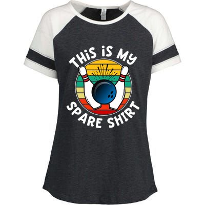 This Is My Spare Funny Bowling Ball Bowling Pins Enza Ladies Jersey Colorblock Tee