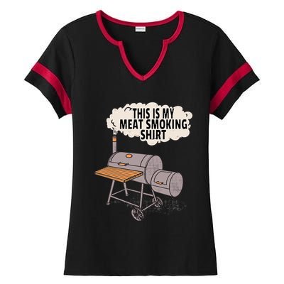 This Is My Meat Smoking Funny Backyard Smoker Grill Ladies Halftime Notch Neck Tee