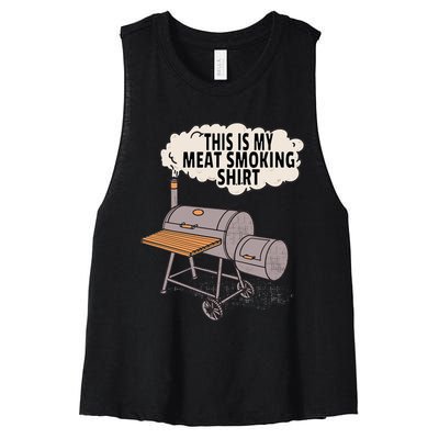 This Is My Meat Smoking Funny Backyard Smoker Grill Women's Racerback Cropped Tank