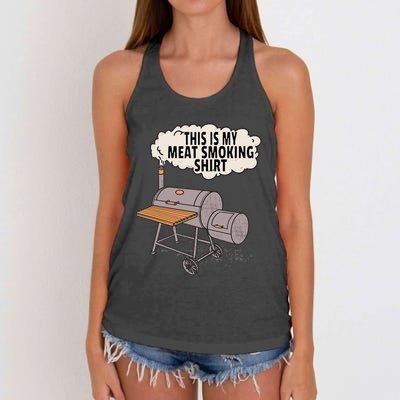 This Is My Meat Smoking Funny Backyard Smoker Grill Women's Knotted Racerback Tank