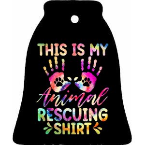 This Is My Animal Rescuing Tie Dye Dog Cat Rescue Ceramic Bell Ornament