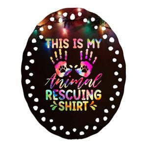 This Is My Animal Rescuing Tie Dye Dog Cat Rescue Ceramic Oval Ornament