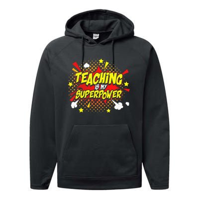 Teaching Is My Superpower Retro Comic Teacher Performance Fleece Hoodie