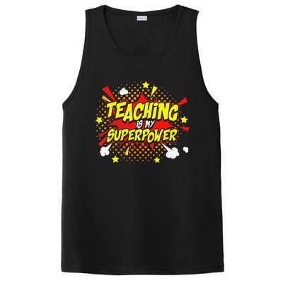 Teaching Is My Superpower Retro Comic Teacher PosiCharge Competitor Tank