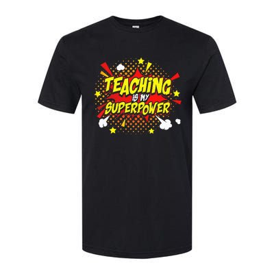 Teaching Is My Superpower Retro Comic Teacher Softstyle CVC T-Shirt