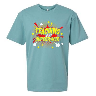 Teaching Is My Superpower Retro Comic Teacher Sueded Cloud Jersey T-Shirt