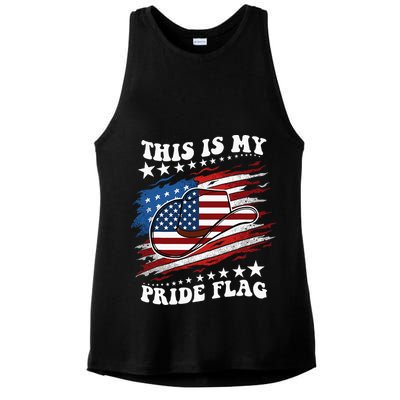 This Is My Pride Flag Usa American 4th Of July Cowboy Hat Ladies PosiCharge Tri-Blend Wicking Tank