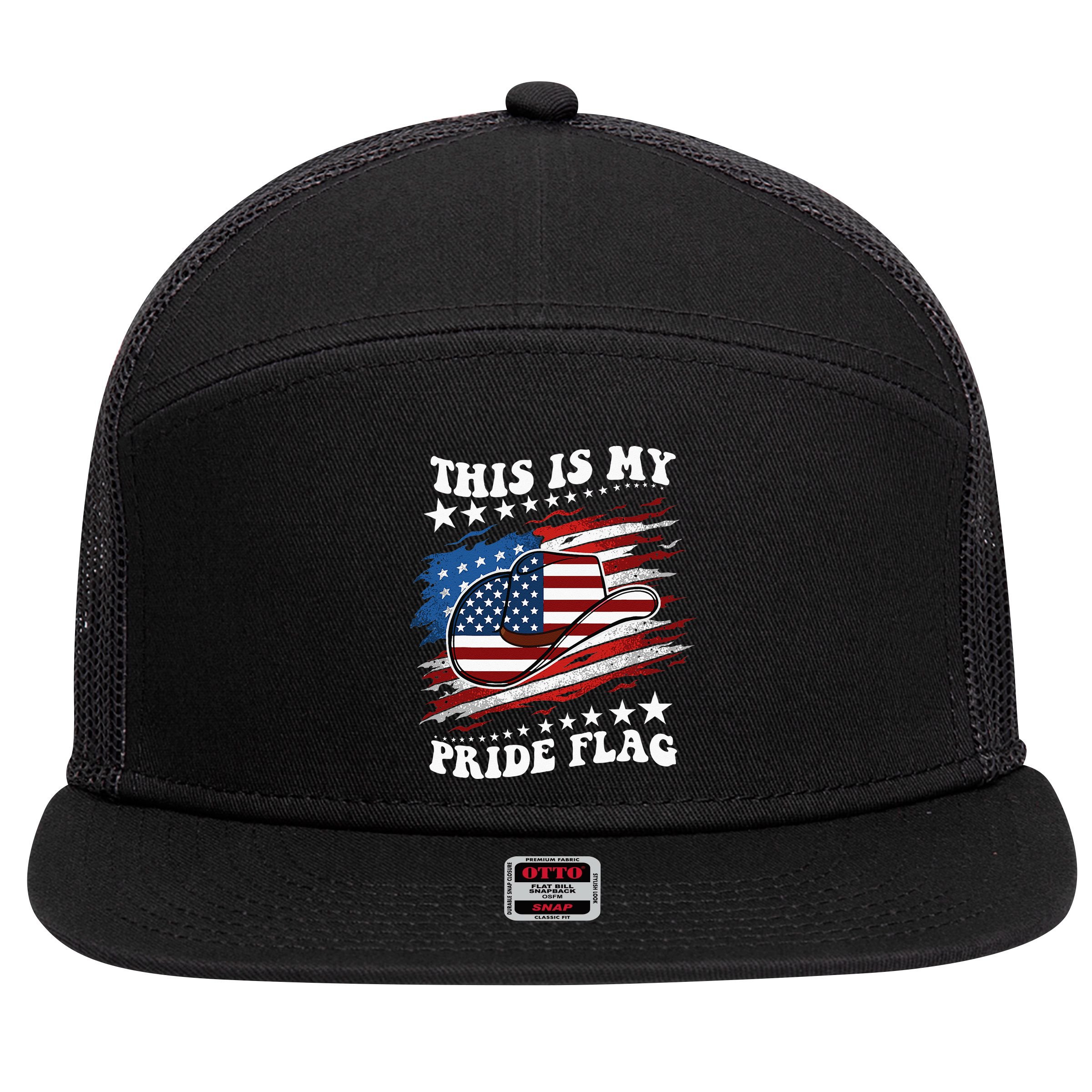 This Is My Pride Flag Usa American 4th Of July Cowboy Hat 7 Panel Mesh Trucker Snapback Hat