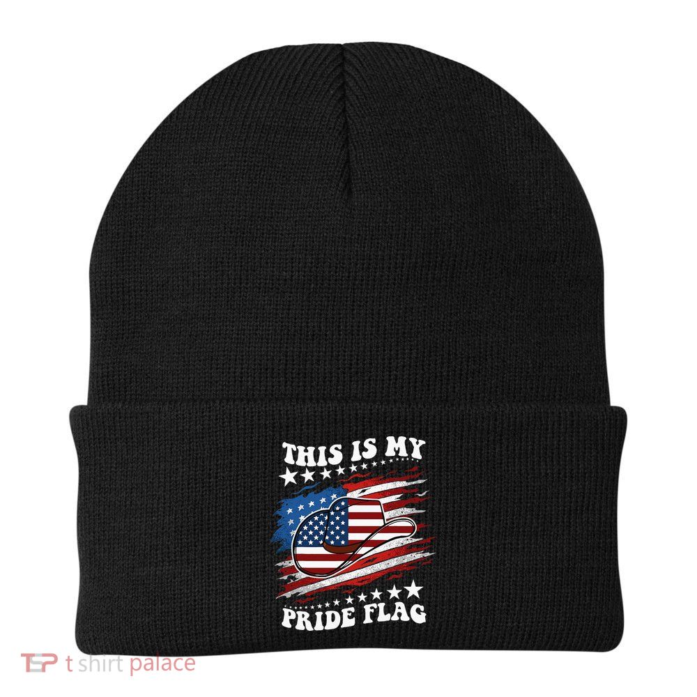 This Is My Pride Flag Usa American 4th Of July Cowboy Hat Beanie