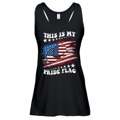 This Is My Pride Flag Usa American 4th Of July Cowboy Hat Ladies Essential Flowy Tank