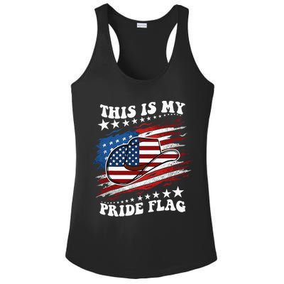 This Is My Pride Flag Usa American 4th Of July Cowboy Hat Ladies PosiCharge Competitor Racerback Tank