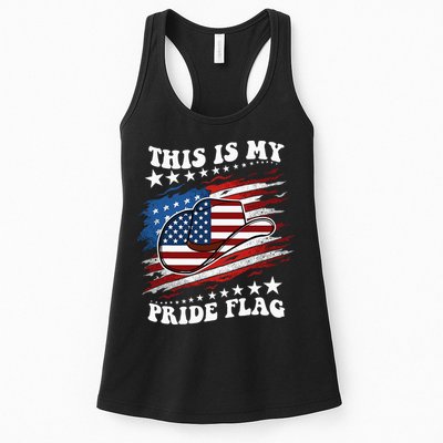 This Is My Pride Flag Usa American 4th Of July Cowboy Hat Womens Tank Top