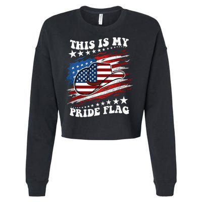 This Is My Pride Flag Usa American 4th Of July Cowboy Hat Cropped Pullover Crew