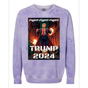 Trump Is My President 2024 Fight! Fight! Fight! Gift Colorblast Crewneck Sweatshirt