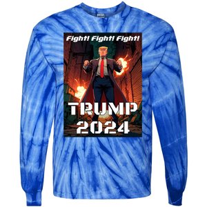 Trump Is My President 2024 Fight! Fight! Fight! Gift Tie-Dye Long Sleeve Shirt