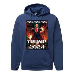 Trump Is My President 2024 Fight! Fight! Fight! Gift Performance Fleece Hoodie