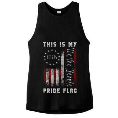 This Is My Pride Flag Usa American 4th Of July Ladies PosiCharge Tri-Blend Wicking Tank
