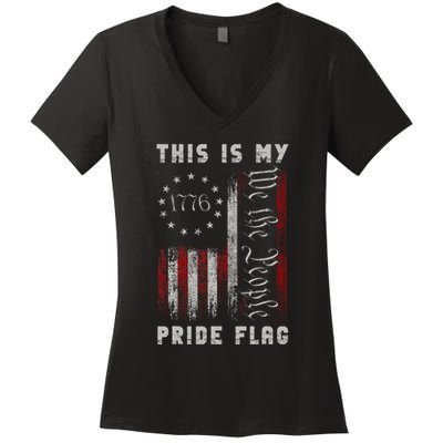 This Is My Pride Flag Usa American 4th Of July Women's V-Neck T-Shirt