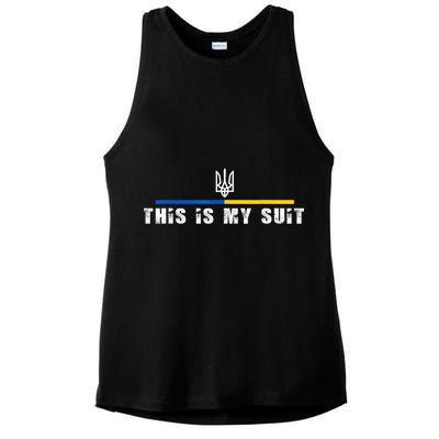 This Is My Suit Support Zelensky Ukrainian Suit Ladies PosiCharge Tri-Blend Wicking Tank