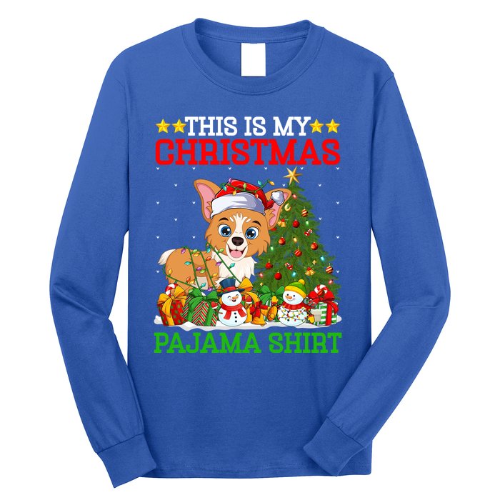 This Is My Christmas Tree Pajamas Welsh Corgi Dog Christmas Gift Long Sleeve Shirt